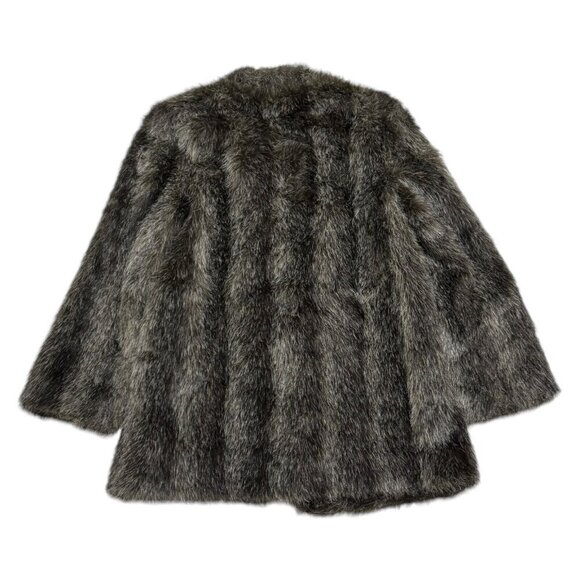 VINTAGE 90s Faux Fur Designer Winter Parka Coat With Matching Mittens Medium - Picture 4 of 6